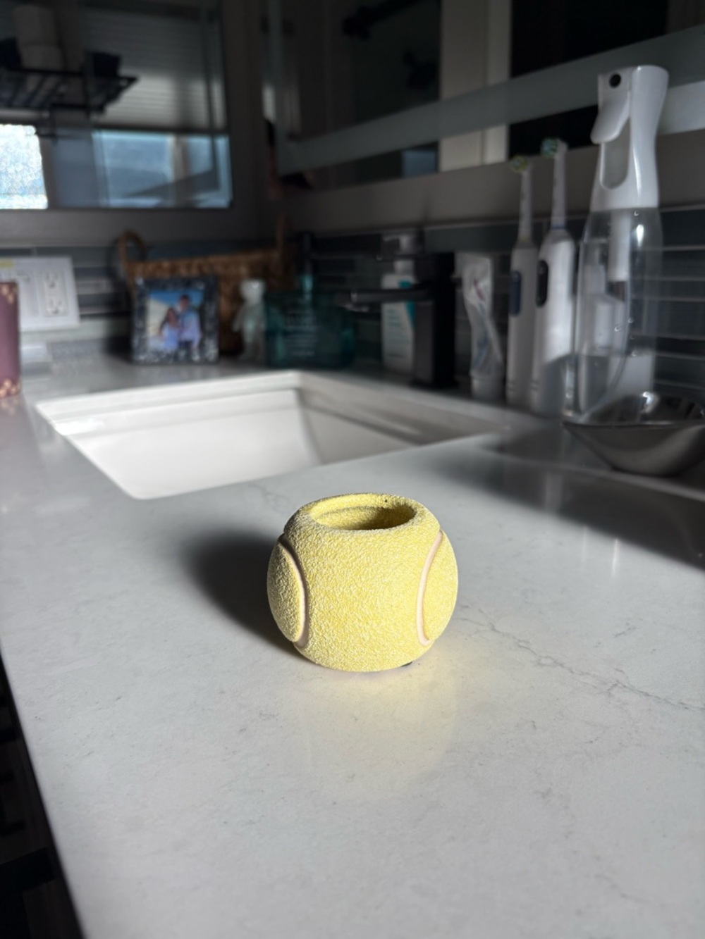 Yellow Tennis Ball Dog Toy Pot